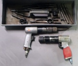 Grey plastic toolbox/kit of light duty air chipping hammers kit with (2) gu