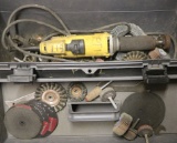 Grey plastic toolbox/kit containing (1) Dewalt 1/4