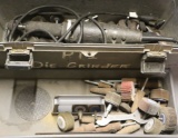 Grey plastic toolbox/kit containing (1) Dewalt 1/4