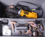 (1) grey plastic toolbox/kit with new Dewalt DW-887 1/4