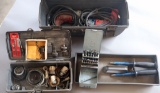 (2) grey plastic toolboxes with (2) Milwaukee 1/2