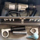 (1) grey steel toolbox with (1) B&D 1/2