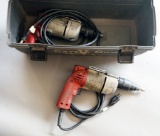 Grey plastic toolbox - (2) Milwaukee 1/4