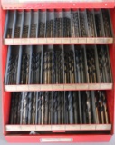Red steel/plexiglass front drill bit/counter display with assorted drill bi
