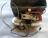 Grey plastic toolbox/kit with one Milwaukee Model #6225 porta band saw and