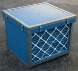 Large wooden/metal bound painted blue box-form air filter for air handlers
