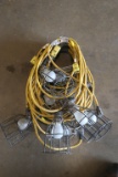 Lot of (4) strings of used yellow stringer lights/total of (8) cages/lights