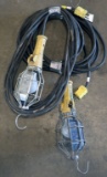 Lot of (2) 25' single light McGill trouble/commercial work lights-cords