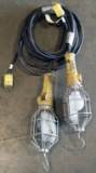 Lot of (2) 25' single light McGill trouble/commercial work lights-cords