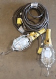 Lot of (2) 25' single light McGill trouble/commercial work lights-cords