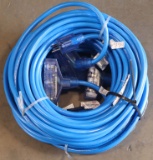 Lot of (3) NEW from box 50' each blue 12-3 extension cords