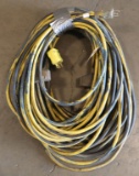 Lot of (3) approx. 50' each yellow & black electric extension cords, all wi