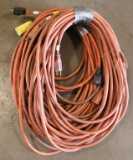 Lot of (4) approx. 50' each orange electric extension cords, all with singl