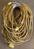 Lot of (2) approx. 75' each yellow electric extension cords, both with sing