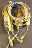 Lot of (4) yellow cord/box TRC-#25060 portable ground fault circuit interru