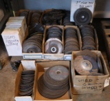Large pallet lot of used abrasive, cutoff, wire, flap wheels, various sizes