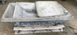 Lot of (6) pieces: (3) large tub black poly mortar mixing boxes and (3) sma