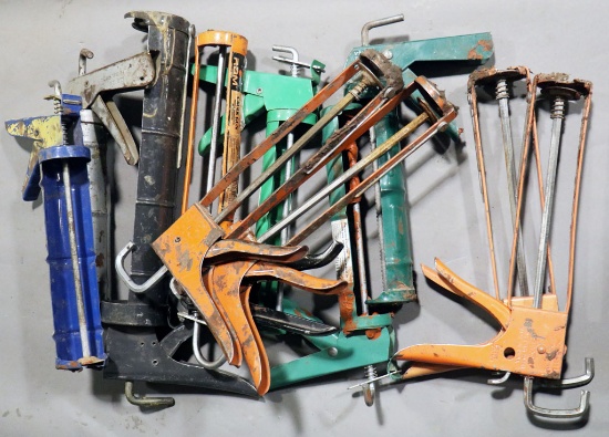 Box lot of (10) steel caulking guns/assorted sizes/styles - commercial grad