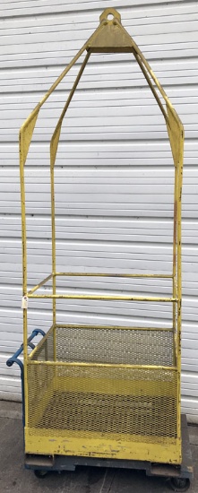 Yellow steel/mesh two-man crane man cage - 28" X 36" X 8' T overall
