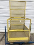 Yellow steel/mesh forklift man cage with barrier gate - 42