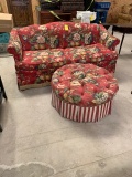 Floral print couch and ottoman