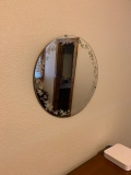 Owl picture & vintage round mirror