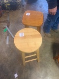 2 wooden barstools