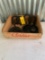 box of horseshoes/vintage ash trays