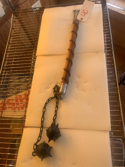 wooden handle w/ 2 spike balls and chain
