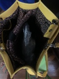 large yellow w/ leopard print inside wilsons leather like new purse