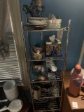 6 tier metal shelf and contents