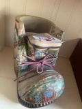 hand painted boot by Anita Betke 7 1/2 tall x 9