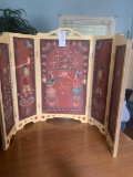 hand painted wooden dressing screen