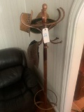 neat old hat/coat rack and hats