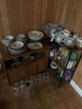 misc dishes and shelves