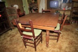 VERY OLD WOODEN TABLE 4 CHAIRS