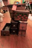 ASSORTED OLD DRAWERS/BASKETS