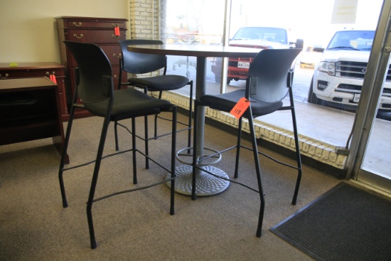VERY NICE TALL BAR TABLE & 3 STOOLS