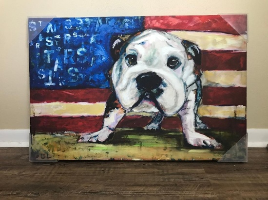 American Flag with Dog