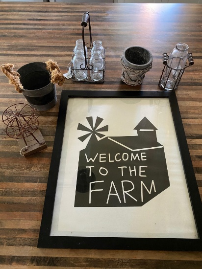 Welcome to the Farm Sign with Home Decor