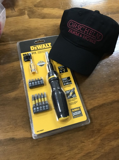 Orscheln cap with Dewalt screwdriver set