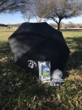 Swinging B Ranch Umbrella with Rain Gage, cap and sunglasses