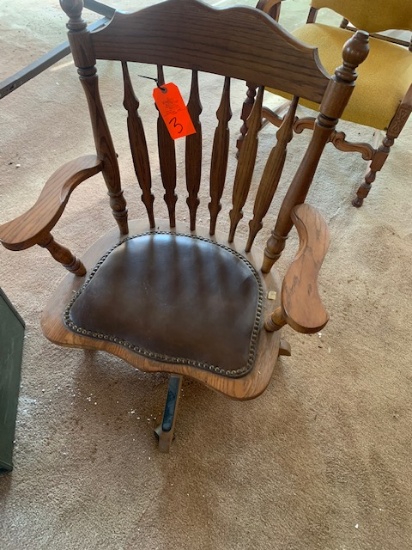 OLD WOODEN DESK CHAIR