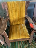 YELLOW/WOODEN ARM CHAIR