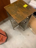 NEAT WROUGHT IRON/ WOOD TABLE
