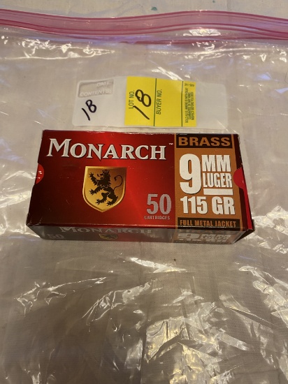 MONARCH 9MM LUGER 50 ROUND BOX AMMO