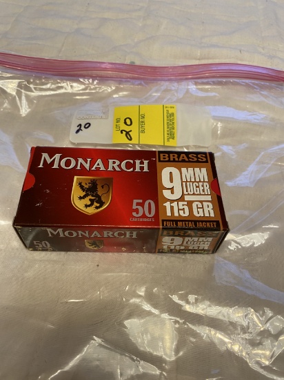 MONARCH 9MM LUGER 50 ROUND BOX AMMO