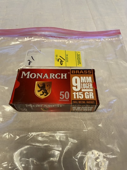 MONARCH 9MM LUGER 50 ROUND BOX AMMO