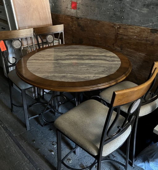Bar height round table and 4 chairs