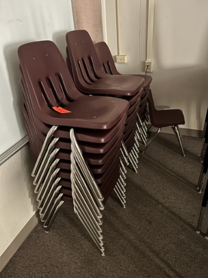 STACK OF MAROON CHAIRS